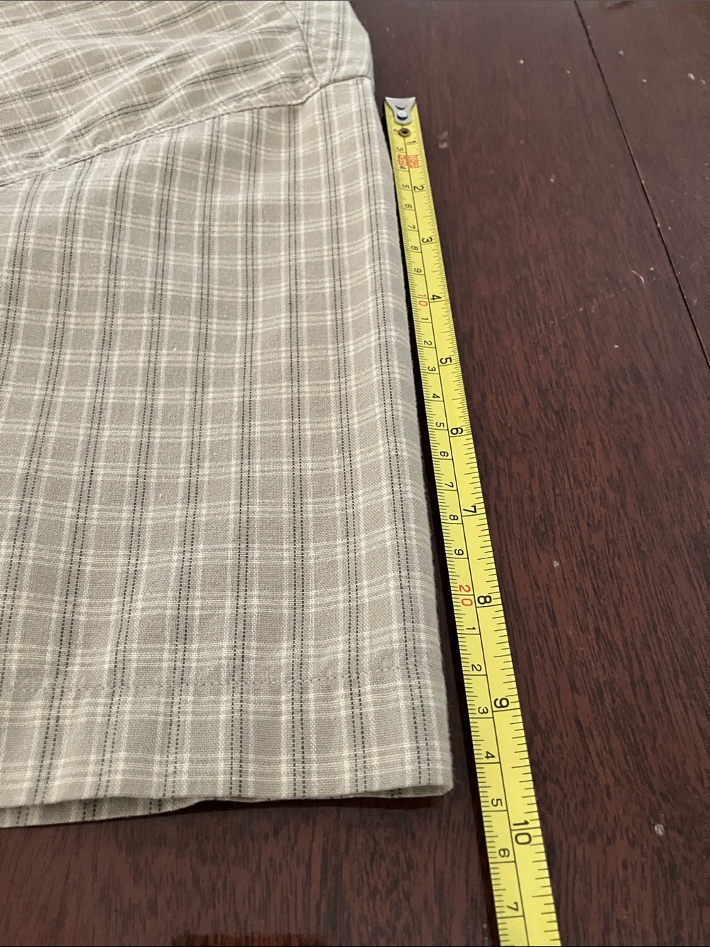 Vintage Woolrich Plaid Camp Short Sleeve Shirt Tan 100 % Cotton Large - Picture 9 of 10